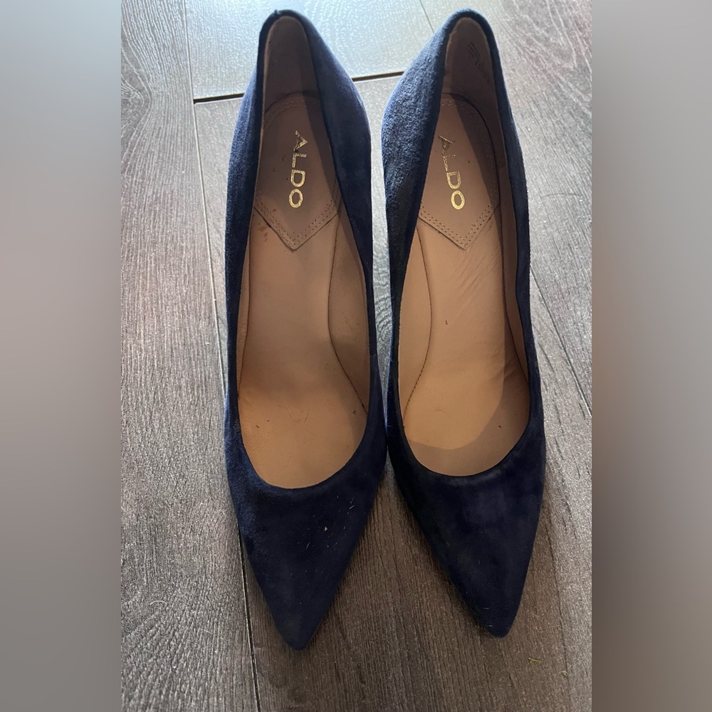 Aldo Dark Blue Suede Heels